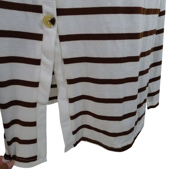 Shein Striped Cream Brown Pullover Sheath Dress Women Size XL 12 Sleeveless - Picture 3 of 11